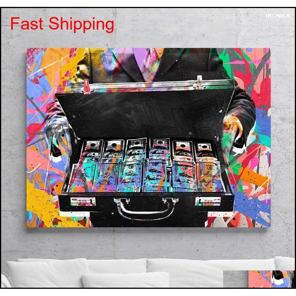 Unframed / Alec Монополия «Портфель деньги», HD HD Canvas Print Home Decor Настенная картина искусства, Qylcrm Homes2011