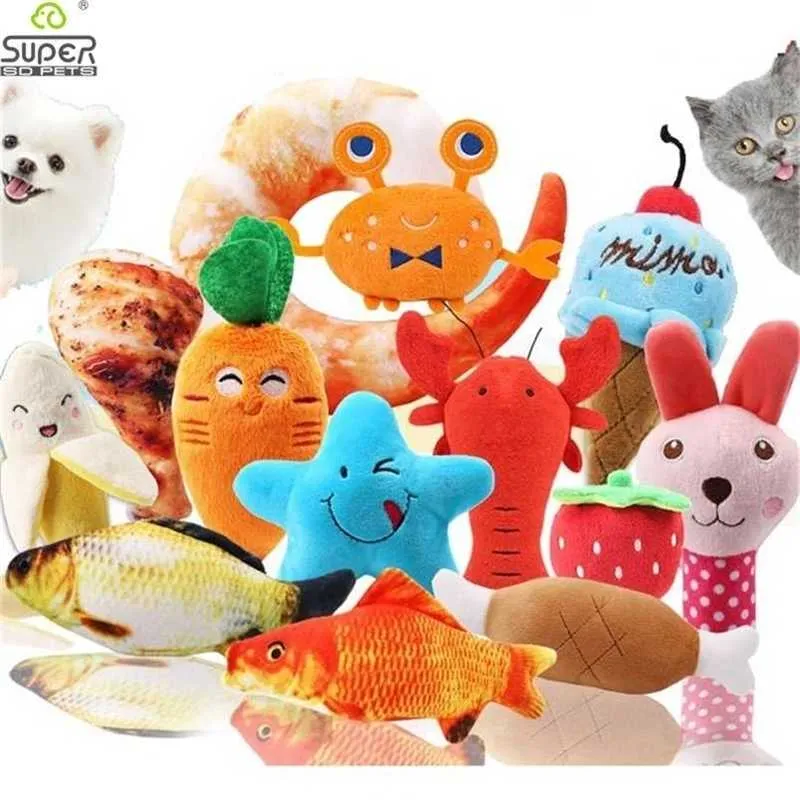 10PCS/lot MixColors Wholesale Pet Dog Toys For Small Dogs Cute Puppy Cat Chew Squeaker Squeaky Plush Toy Supplies 211111