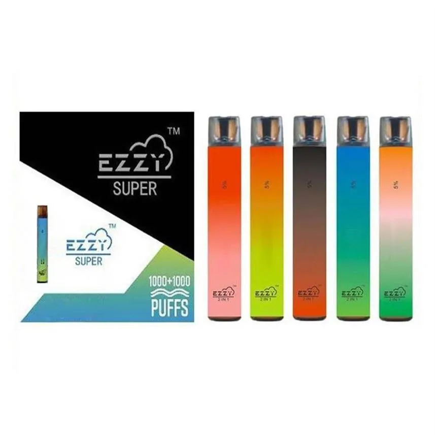 Ezzy Super 2 in 1 일회용 vape 펜 키트 800mAh 950mAh 배터리와 함께 담배 스타터 6.5ml 6.8ml 2000 퍼프 vaporsa32a26a31