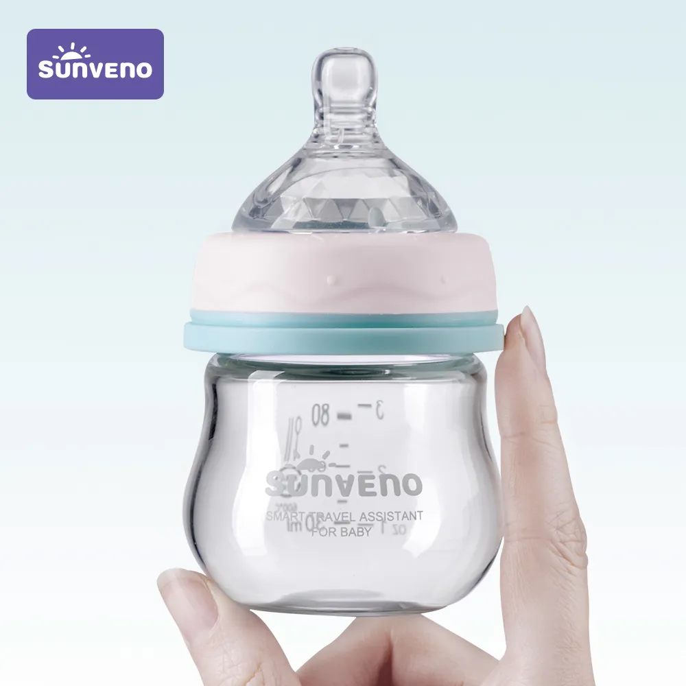 SunVeno Baby Bottle Bottle Newborn Baby Baby Bill Bottle Bottle Bottle Bottle Anti-Choke Дизайн - Стекло, BPA бесплатно, 80 мл, 2,5 унции, 0-3 месяца 210226