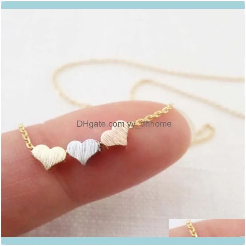 Pendant & Pendants Jewelrypendant Necklaces Dainty Tiny 3 Hearts Gold And Rose Chain Necklace Simple Birthday Wedding Bridesmaid Gifts Drop