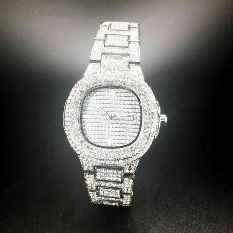 Luxe volledige diamant horloge vrouwen hiphop dames horloges iced out vrouw wirstwatch waterdichte vrouwelijke klok druppel reloj 2021