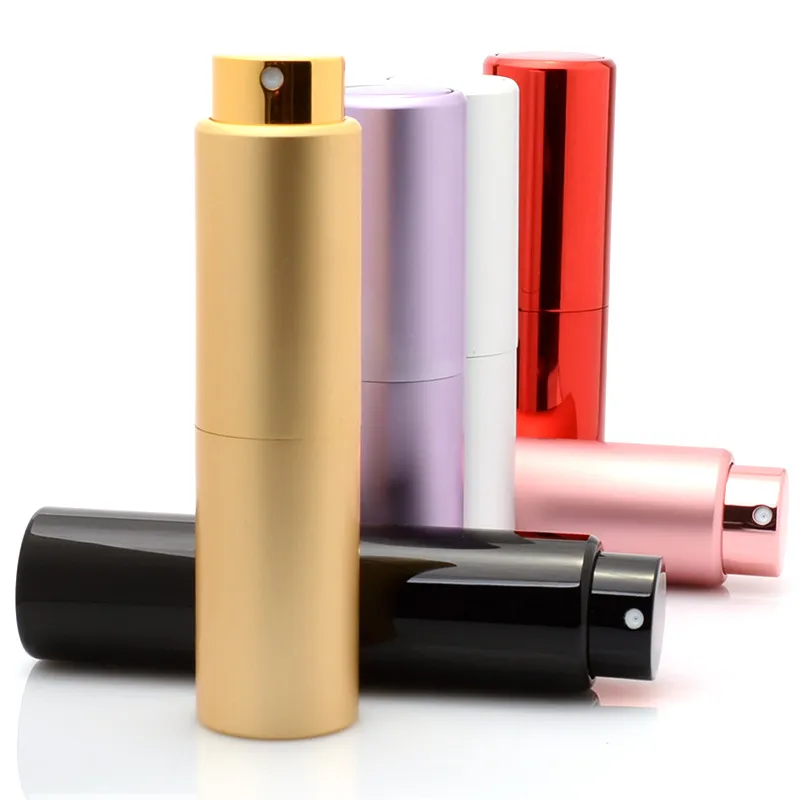 20ml Mini Aluminum Perfume Bottle Empty Filling Spray Travel Perfume Refillable Atomizer Rotary Glass Bottles 