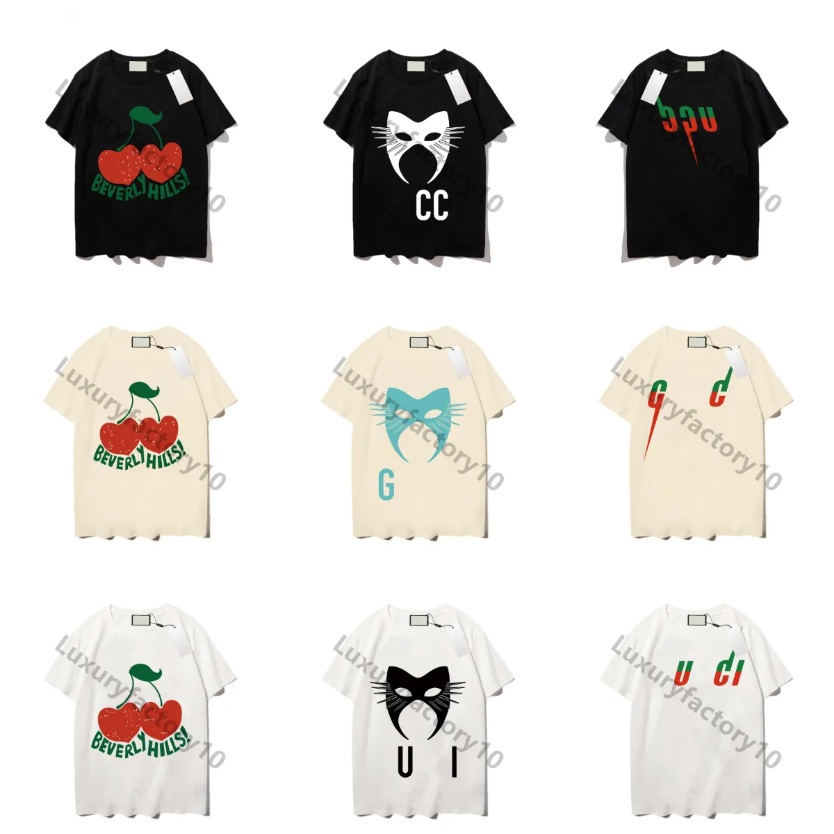 Mix 16 Farben 2022 Verkauf atmungsaktive Luxus Frühling Sommer Kurzarm Damen Mädchen bedrucktes T-Shirt O-Ausschnitt Lady Tees Tops mit Tags und Etikett