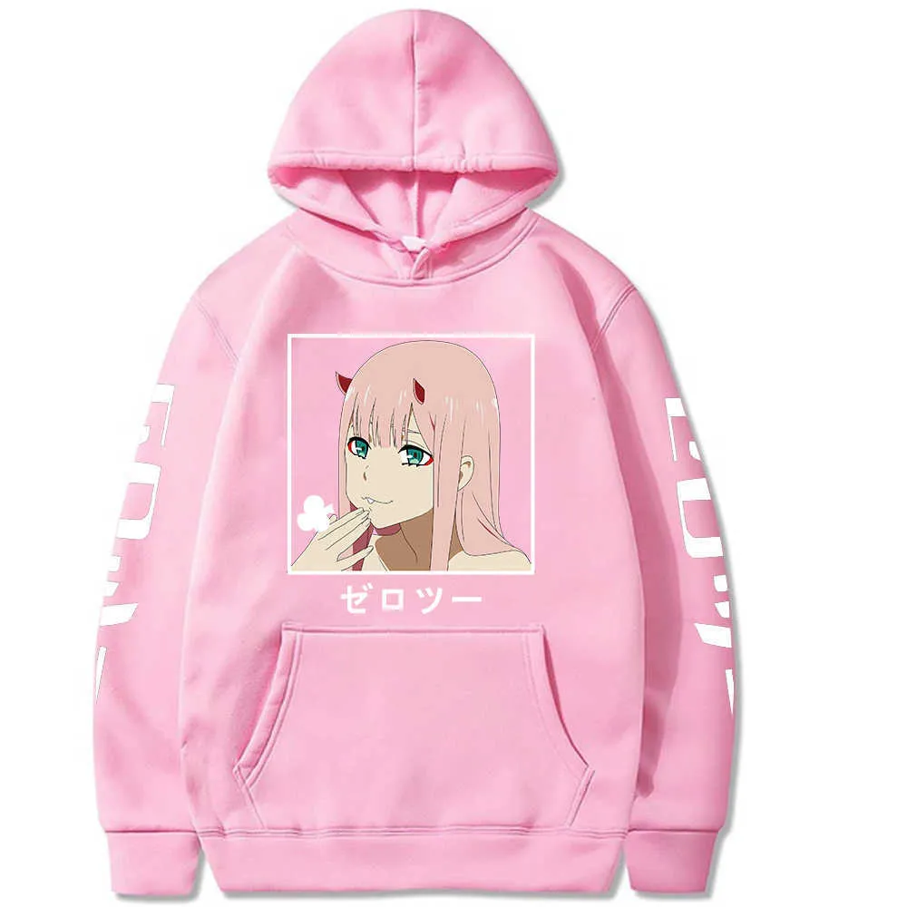 Harajuku Anime Zero Zwei grafische Hoodie Liebling in den Franxx-Langärmlige Hoodies Sweatshirt Tops männlich y0803