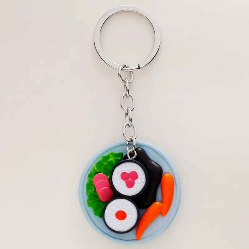 Sushi Breloki Materiał Żywicy Keychain Metalowy Klucz Pierścień Wykwintna Moda Małe prezenty Unisex