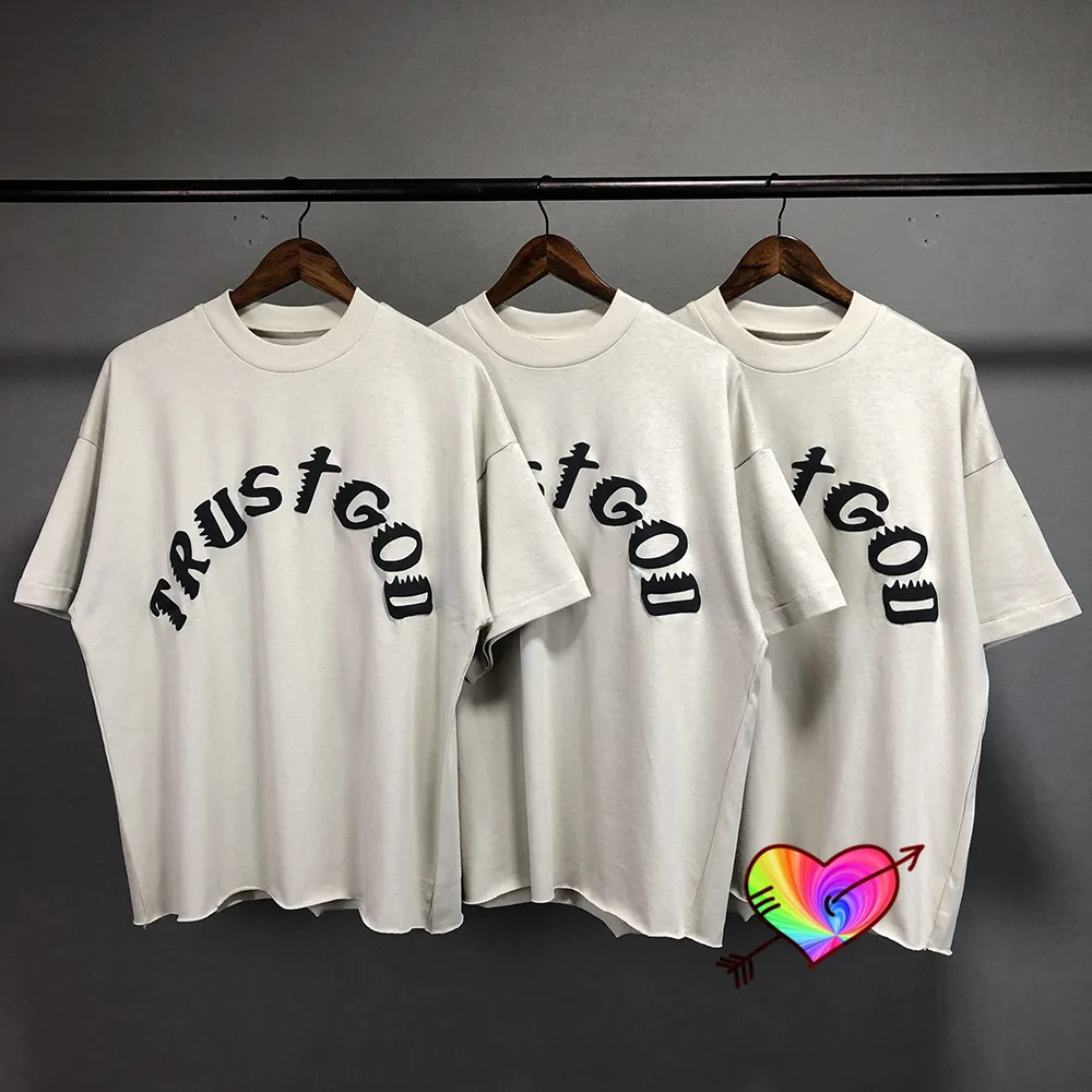 Casual Hip Hop Oversized T-shirt Trust God Tee Men Women 1:1 High Quality Tops Short Sleeve