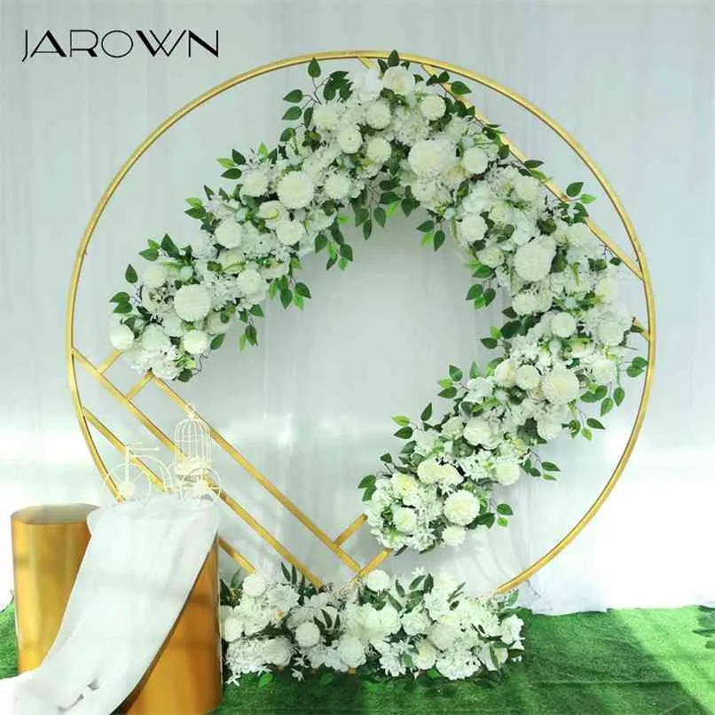 JAROWN Wedding 100cm Flower Row Arch Arrangement Flowers Stage Road Lead Flowers Wedding Scene Layout Party Decoration Floral 210925