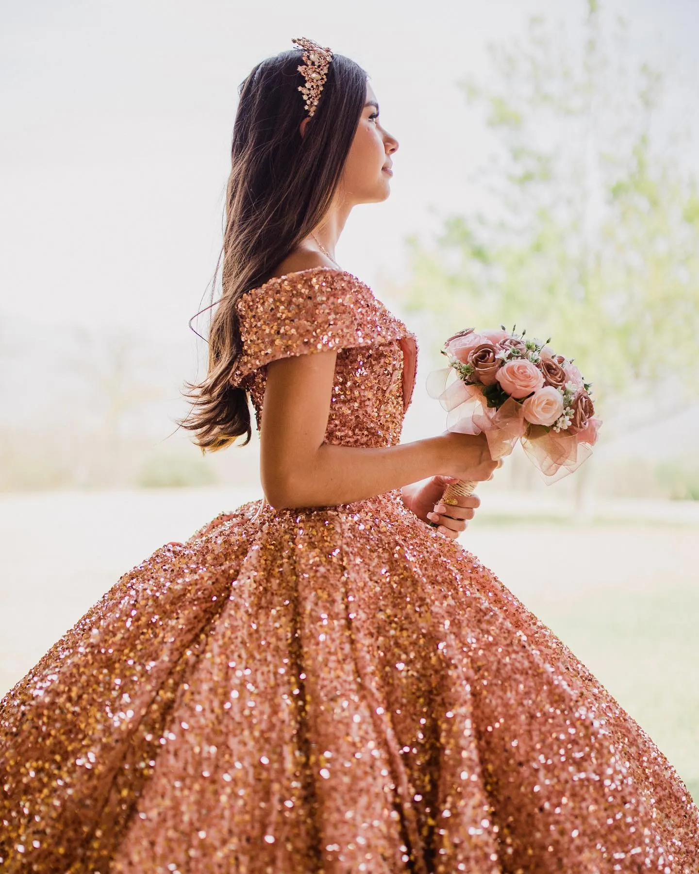 Ombre glitter long dress deals