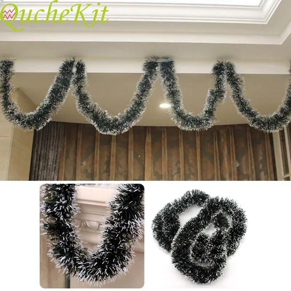 2m Juldekoration Bar Toppar Ribbon Garland Green White Christmas Garland Xmas Tree Rattan Banner Dekoration Party Supplies