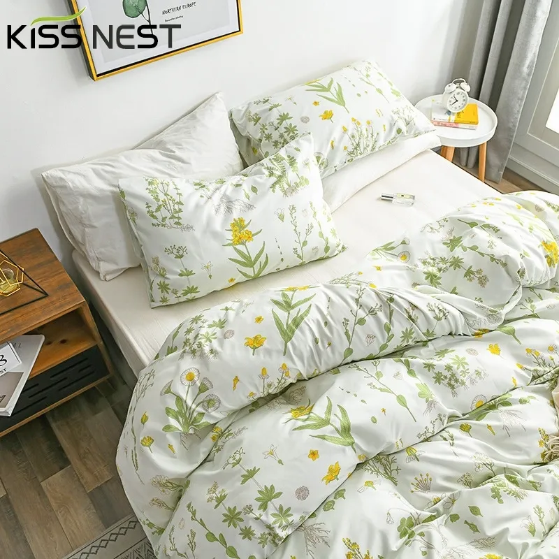 Europejskie Zestawy pościeli w stylu kwiatowym 3 sztuki, 1 Duvet Cover 2 Poduszki, Queen King Single Double Twin Pełny rozmiar 210316