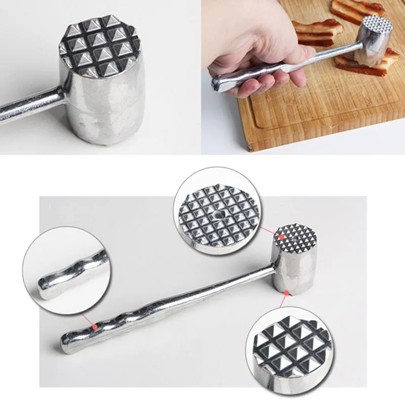 new Double Side Aluminum Meat Hammer Kitchen Cook Tool Accessories Professional Meat Hammers Tenderizer Steak Beef Pork Chicken Hammers EWE7