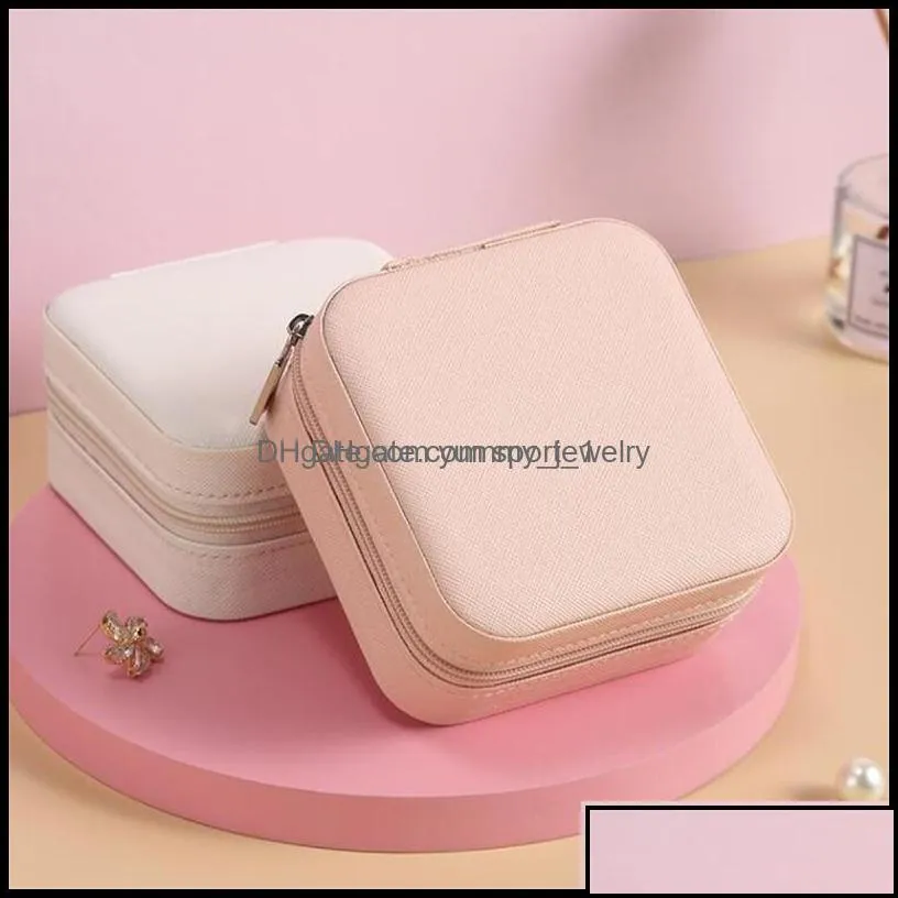 Packaging & Jewelry Box Portable Travel Storage Boxes Organizer Pu Leather Display Cases For Necklace Earrings Ring Jewellery Holder Case