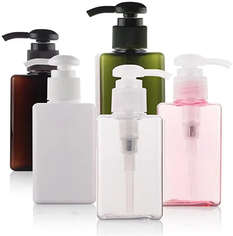 Récipient rechargeable de bouteille carrée de PETG de 100 ml pour le récipient cosmétique de stockage de savon de shampooing de lotion de maquillage