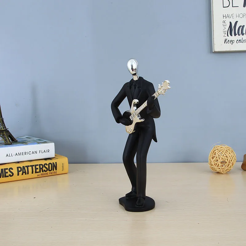 참신 게임 공예품 추상 조각 음악 밴드 기타리스트 기타 플레이어 그림 모델 동상 아트 조각 수지 입상 가정 장식