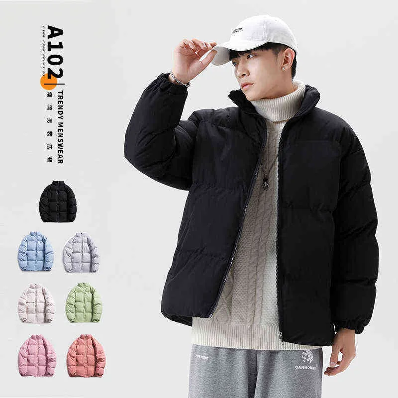 Men's Harajuku color coat winter jacket 2021 men's street clothes hip hop Parker Korean black clothes puff jacket Y1103