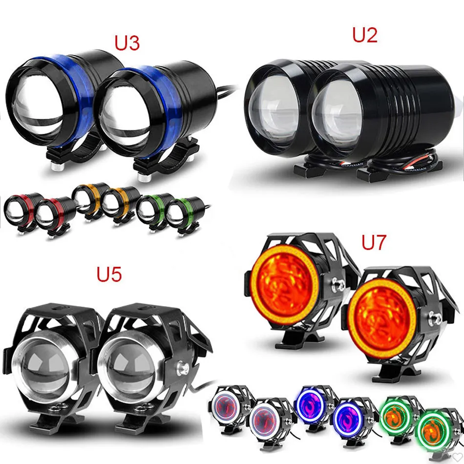 Faro LED universale per moto Impermeabile Guida U2 U3 U5 U7 Lampada spot per moto Fendinebbia Accessori motore 12V