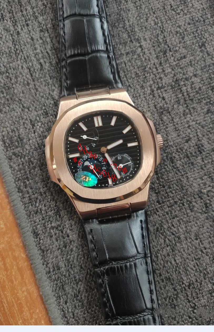 Relógio masculino clássico 5712 001 40 mm mecânico automático safira aço bisel preto marrom pulseira de couro relógios de luxo