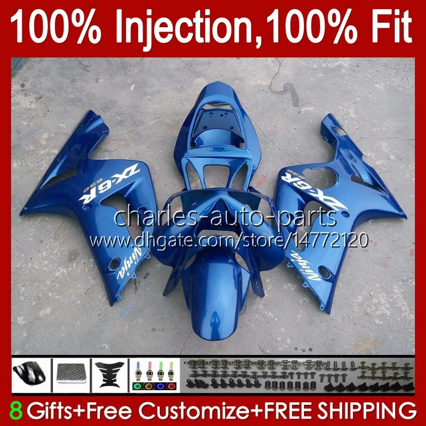 Mold wtryskowy Pearl Blue Wishing dla Kawasaki Ninja ZX-6R ZX-636 ZX 6R 600 CC 6 R ZX636 03-04 Nadwozie 8NO.34 ZX 636 600CC ZX6R 03 04 ZX600C ZX600 2003 2004 OEM Bodys