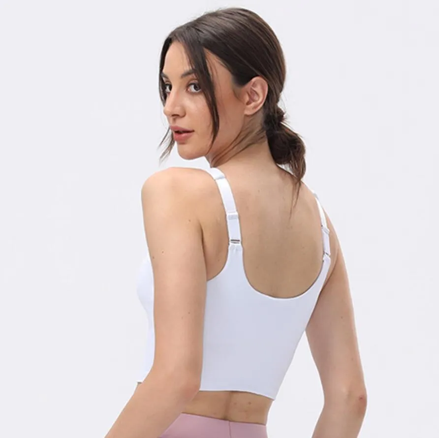 Yoga Vest Adjustable Back Button Sports T-shirt Underwear Running Fitness Shirt Gym Clothes Women Tank Tops