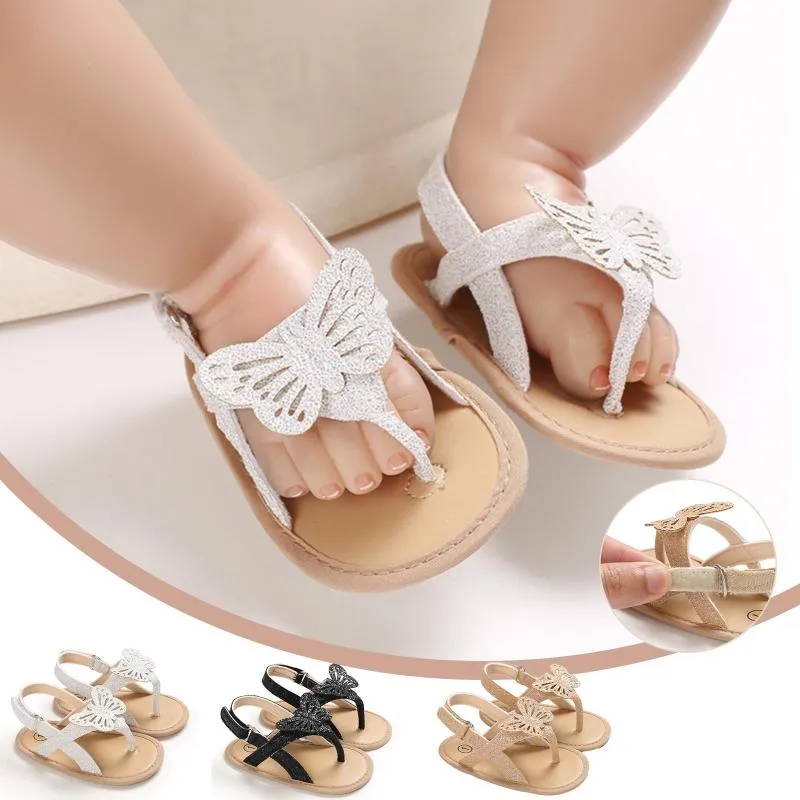 サンダルサンダレンキッズ幼児ベビーガールズシューズ蝶因果夏の夏生まれのフラットソフトSSANDALS for AndaliasNiñas