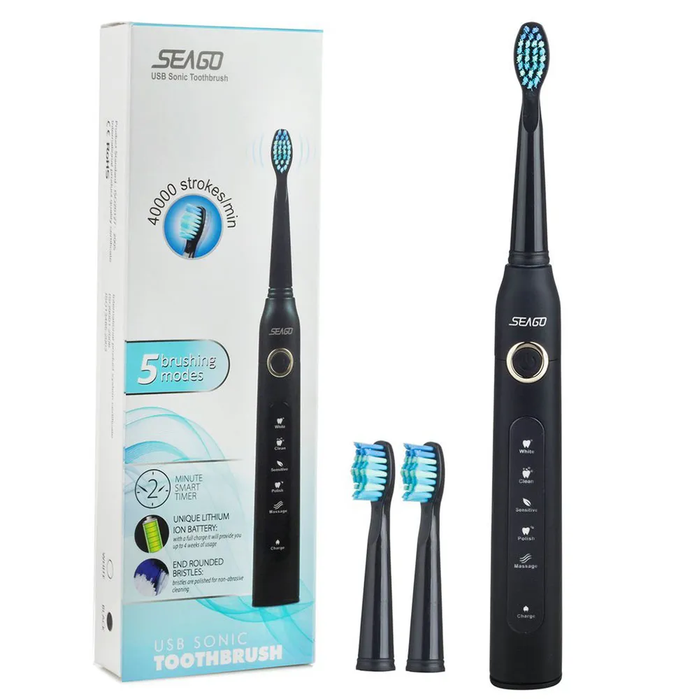 Sonic Electric Toothbrush SG-507 Vuxen Timerborste 5 Läge USB-laddare Uppladdningsbara tandborstar Byte av huvuduppsättningar