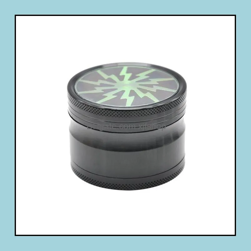 Smoking Tobacco Dry Herb Grinder Four Layers 63mm 5 Colors Aluminium Alloy Herbal Crusher With Clear Top Window Lighting Metal Grinders VS Backwoods