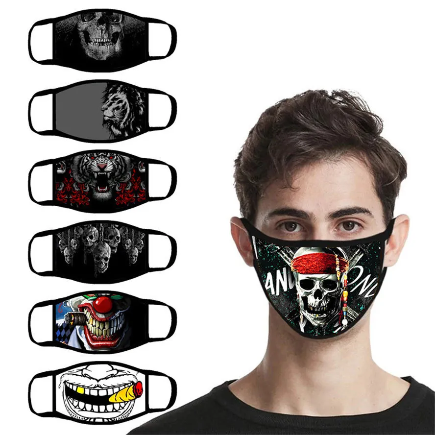 Designer Gezichtsmasker Volwassen Schedel Tiger Eagle Animal Print Katoen Maskers voor Wmen Women Mode Stofdicht Wash Facemask