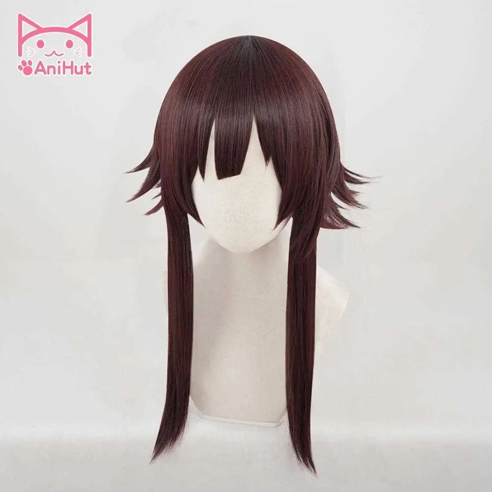 Anihutmegin Cosplay Wig Anime Guds välsignelse på denna underbara världs syntetiska mörkröda hår kostymer y0913