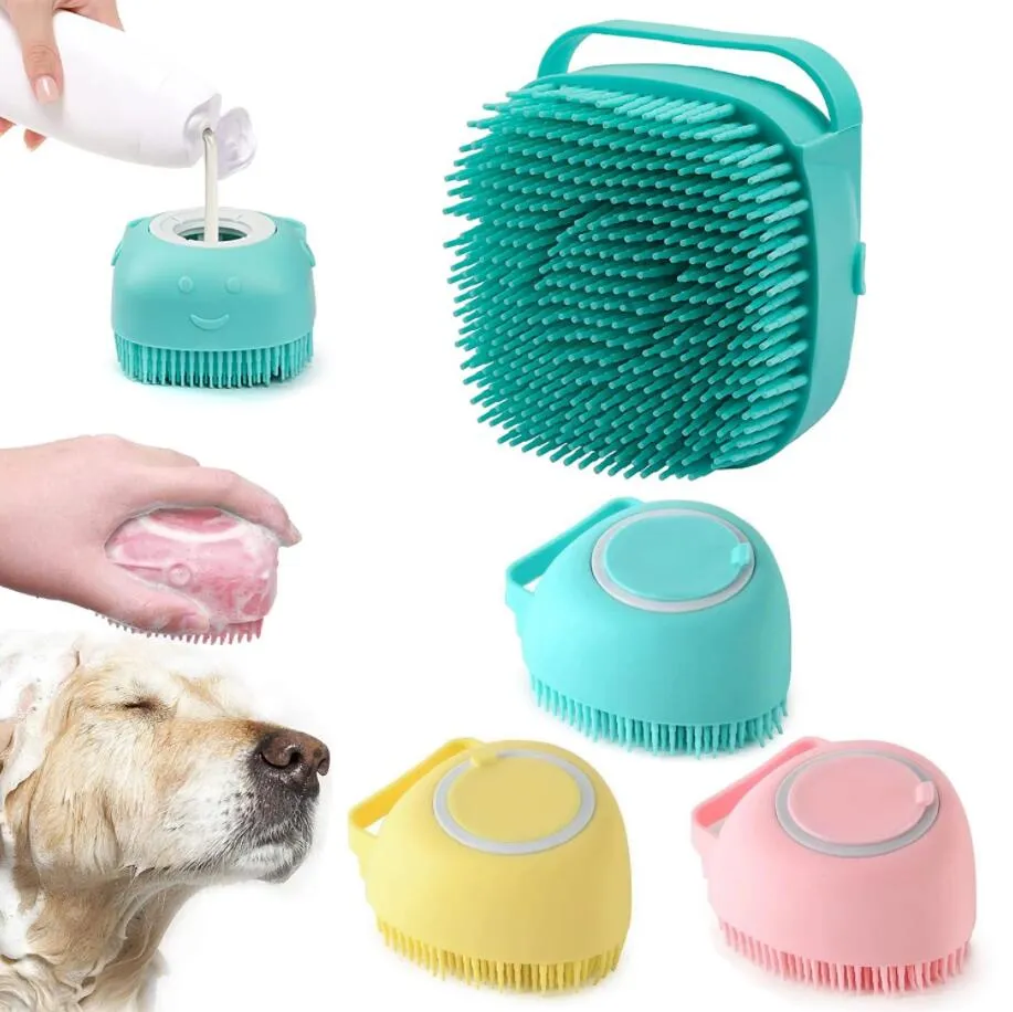 Chien de compagnie shampooing masseur brosse chat Massage peigne toilettage épurateur douche brosse pour se baigner cheveux courts doux Silicone brosses