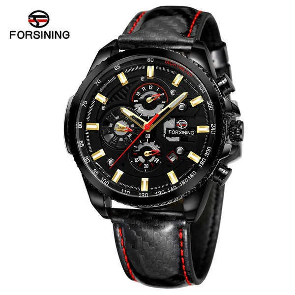 Orologio Meccanico Automatico Uomo FORSINING: Scheletro Luminoso, Quadrante Grande 44mm, Cinturino In Pelle, Regalo Elegante