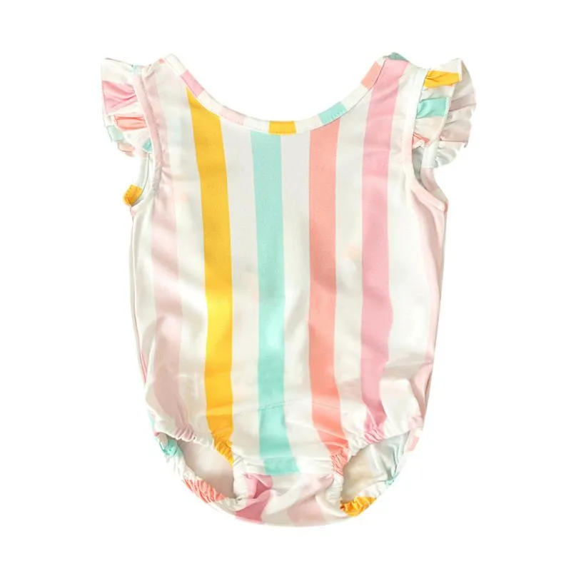 One Piece 0-4 ans enfant en bas âge filles maillot de bain maillot de bain rayé natation pour enfants enfants dos nu Bikini né bébé pièce maillot de bain