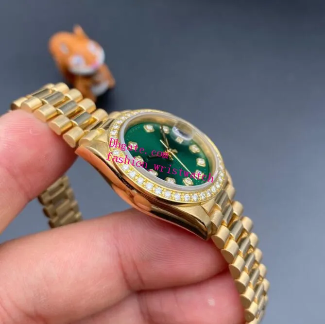 Womens Classic Watch 69178 31mm Diamond Green Dial Sapphire Glass Automatic Gold Stainless Steel Bracelet Luxury Watches Waterproo2058