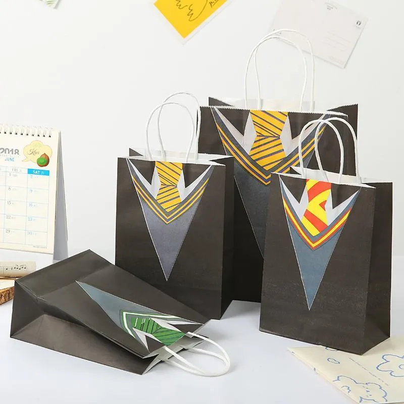Opakowanie na prezent 10 szt. DIY wielofunkcyjny papierowa torba z uchwytami festiwalowa pakowanie Bagkraft dla dżentelmena Ceremonia ukończenia studiów