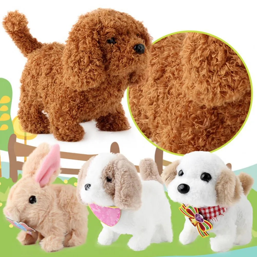 Poupée électrique en peluche pour animaux de compagnie, jouet de Simulation mignon, chiot, Robot intelligent marchant, jouets interactifs pour enfants