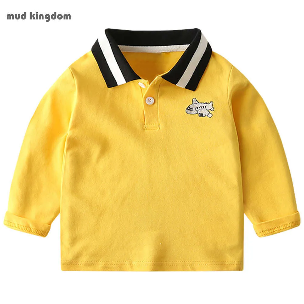 Mudkingdom mode baby pojke polo skjorta långärmad våren autum kläder komfort bomull topp 210615