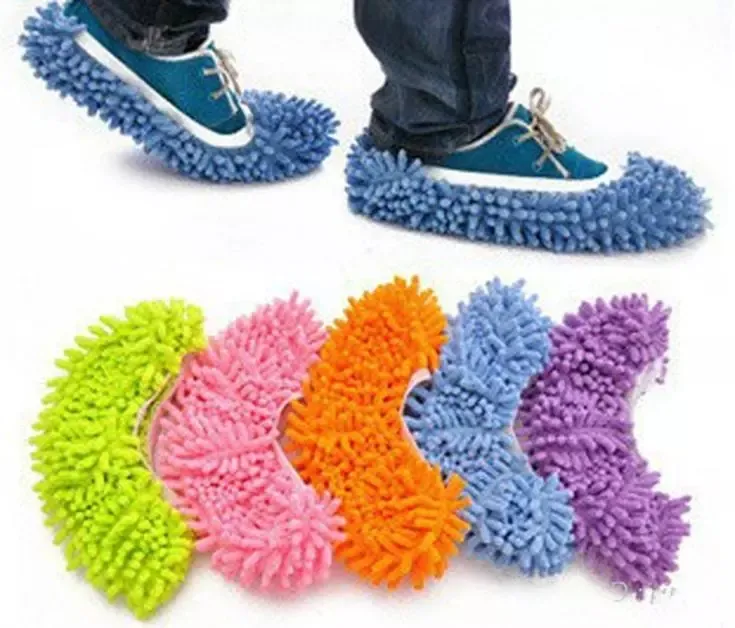 Mop Slippers Washable Microfiber Household Floor Cleaning Dusting Mopping  Shoes