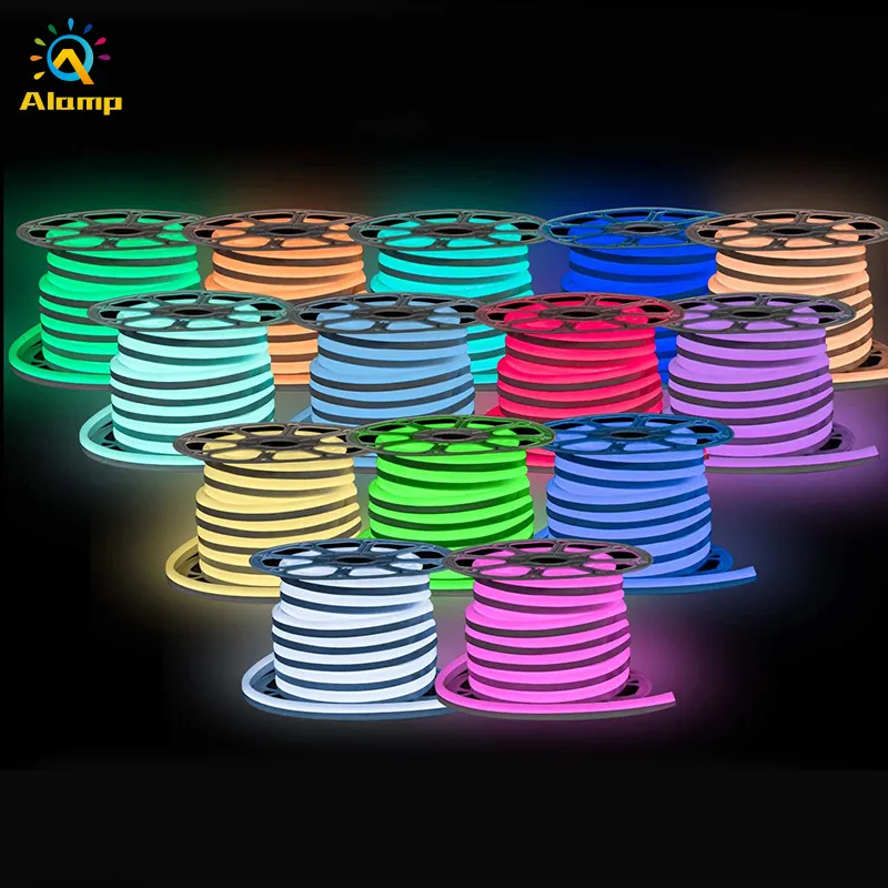 Led Neon Sign 50m RGB Flexibelt Rope Lights PVC IP67 Vattentät Rainbow Strip Light för Inomhus Utomhus Disco Bar Pub Party Juldekoration