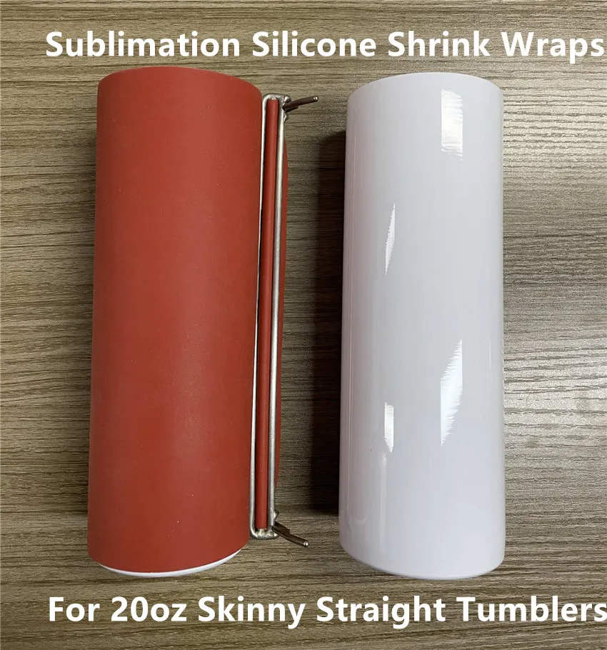 Sublimação Silicone Shrink Wraps Reciclável Transferência de Calor Shrink Envoltório para 20oz Tumblers retos Efeito de impressão Grande qualidade A12