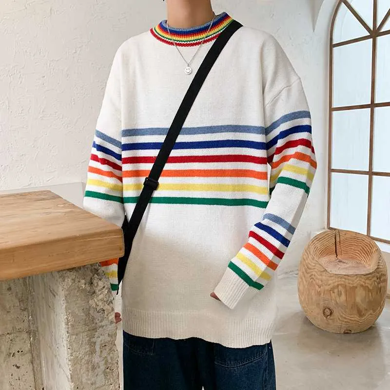 Mens rainbow deals striped sweater