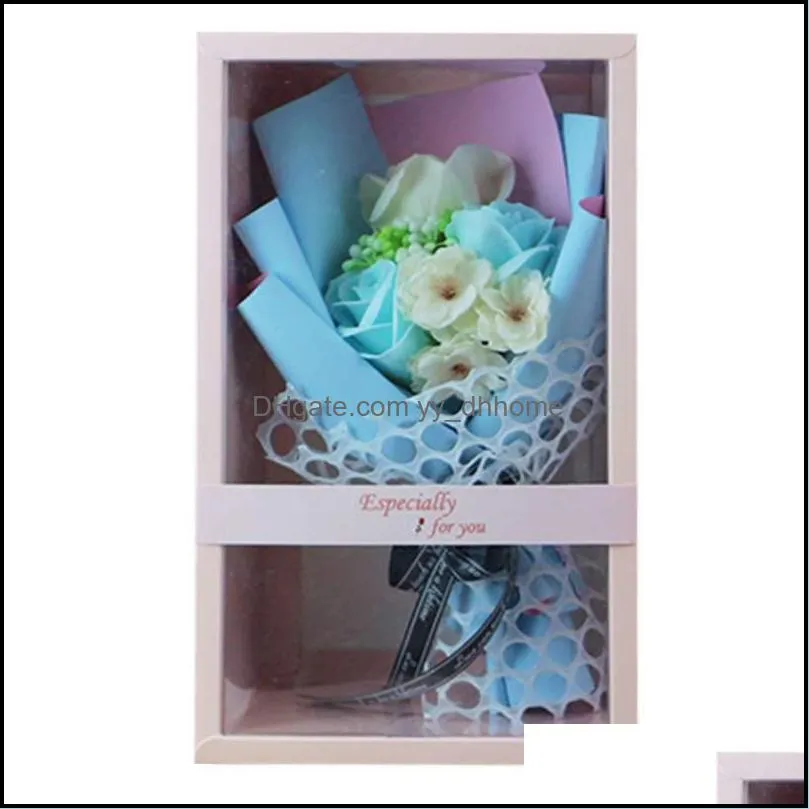 Decorative Flowers & Wreaths Artificial Valentine`s Day Decor Soap Roses Bouquet Gift Box For Anniversary1