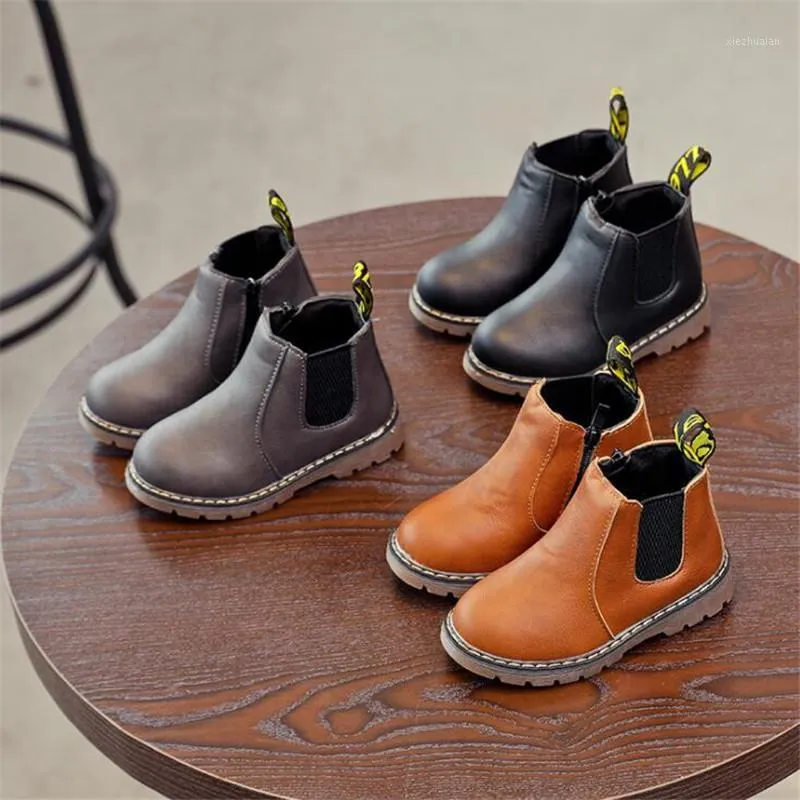 Stiefel Kinder Herbst Pelz Gefüttert Jungen Mädchen Wasserdichte Seitlichem Reißverschluss Kurze Knöchel Schnee Winter Schuhe Kinder Baby Booties1