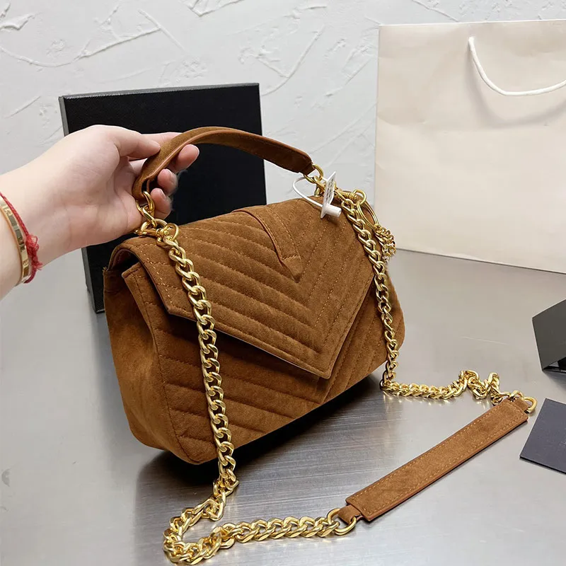 V Izgara Postacı Çantası Mat Deri Crossbody Çanta Altın Zincir Çanta Kadın Messenger Çanta Klasik Monogram Omuz Sırt Paketi Çizgili Cüzdan