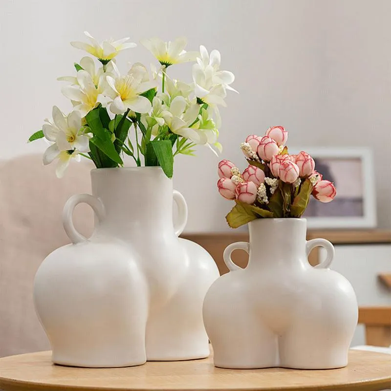 Vases Human Body Shape Ceramic Solid Color Decorative Handicrafts Exquisite Artificial Art Dried Flower