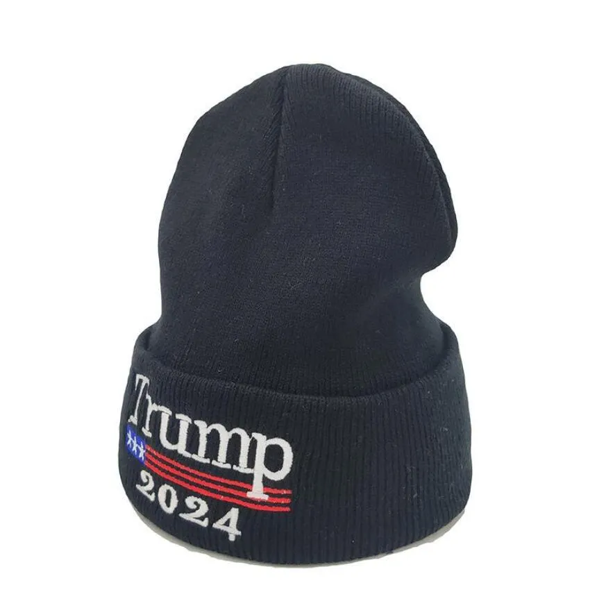 Donald Trump 2024 Hat Keep America Great Again Hat Cap Winter Knitted Wool Hats Unisex Embroidery Beanie Hat Fashion Hip Hop Hats DHL