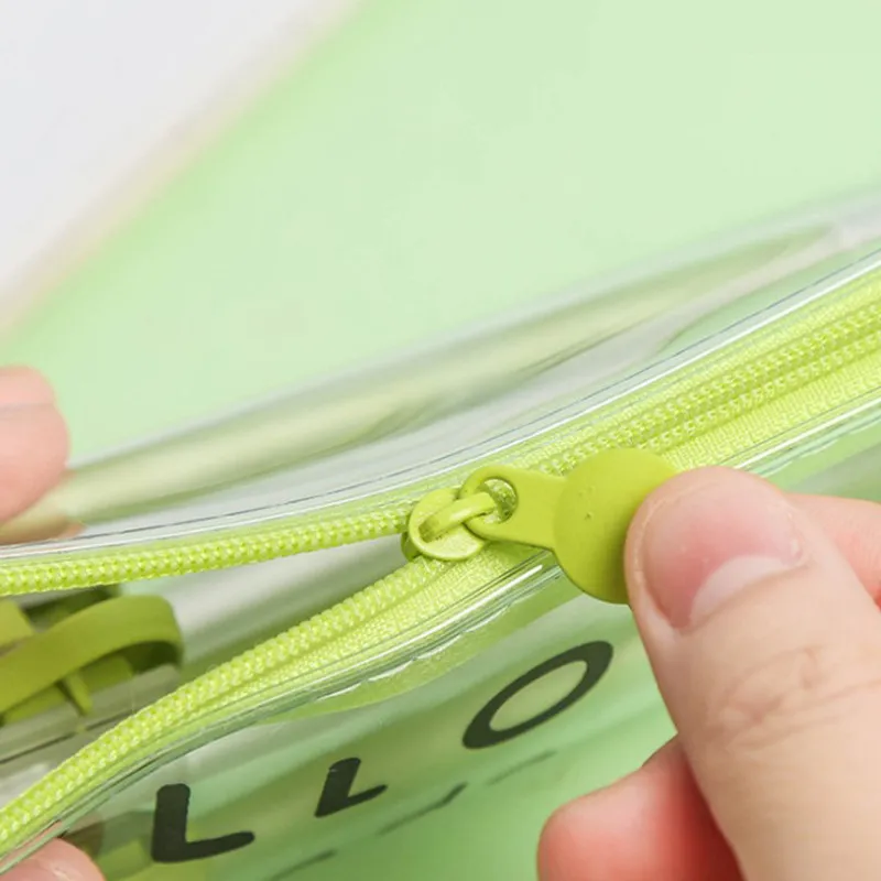 Transparent PVC Pencil Case Zipper Pencil Bag for Kids Girls Gift Office School Supplies Stationery W0044