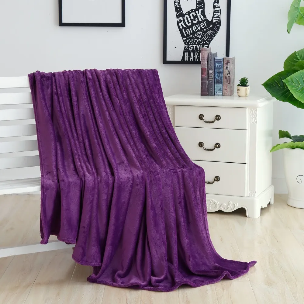 Beddowell Coral Fleece Blanket Solid Blå Polyester Plaid Bedsheet Single Doube Bed Queen King Size Faux Fur Blankets på sängen 210316