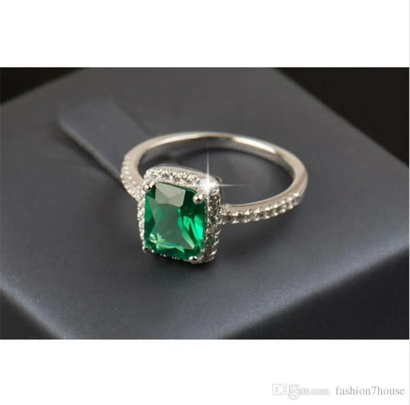 Big Promotion 3ct Real 925 Silver Ring SWA Element Diamond Emerald Gemstone Rings For Women Wholesale Wedding Engagement Jewelry New