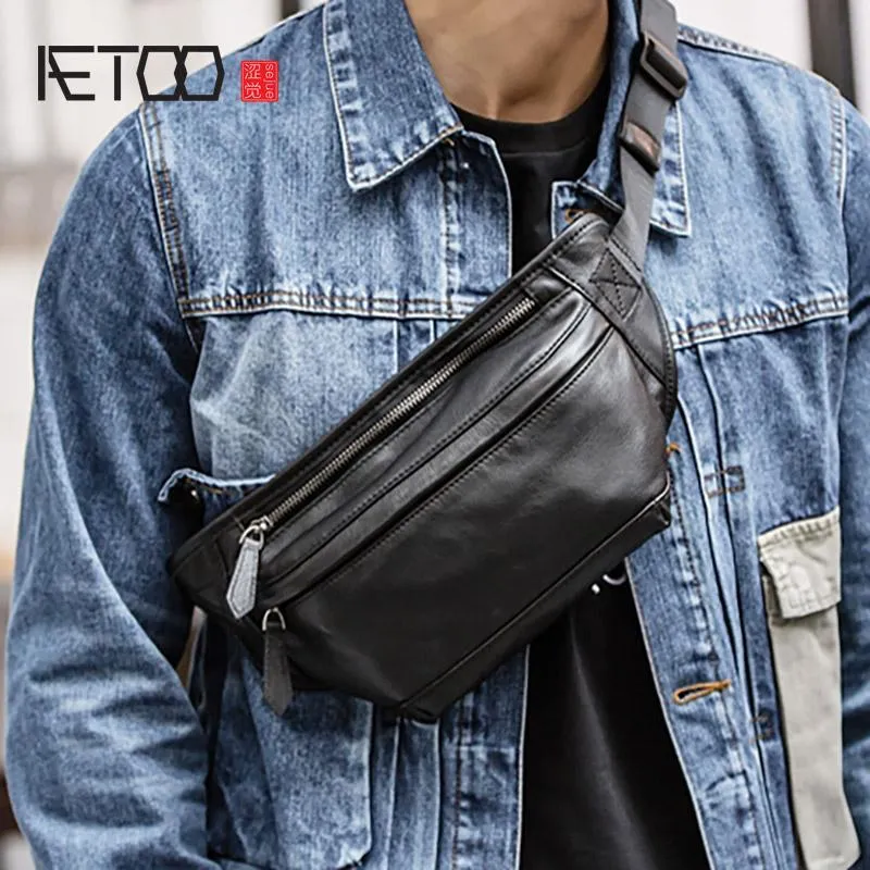 Sacs Stiletto HBP AETOO pour hommes, sacs de poitrine tendance, sacs en cuir tendance, sac en cuir décontracté,