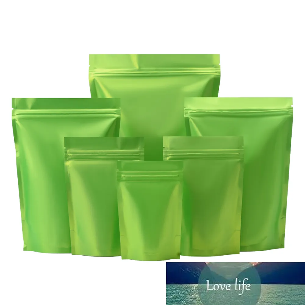 100Pcs/Lot Matte Green Aluminum Foil Bag Stand Up Self Seal Tear Notch Doypack Food Bean Ground Coffee Packing Pouches